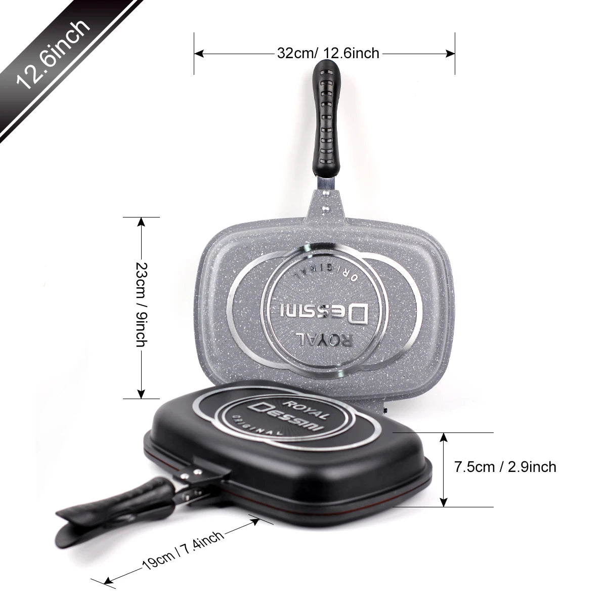 Double Sided Frying Pan, Non-stick Aluminum Baking Pan with Heat-Resistant Handle,Omelet Sandwich Toaster Pans Outdoor Camping