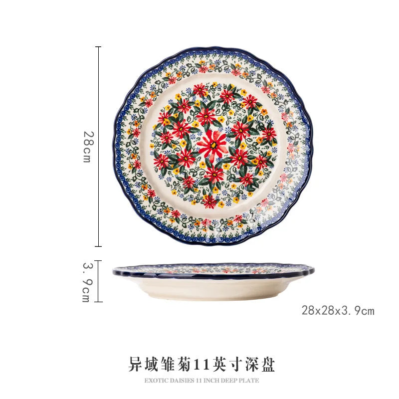 LingAo Ceramic noodle bowl, double-ear bowl, plate tableware set