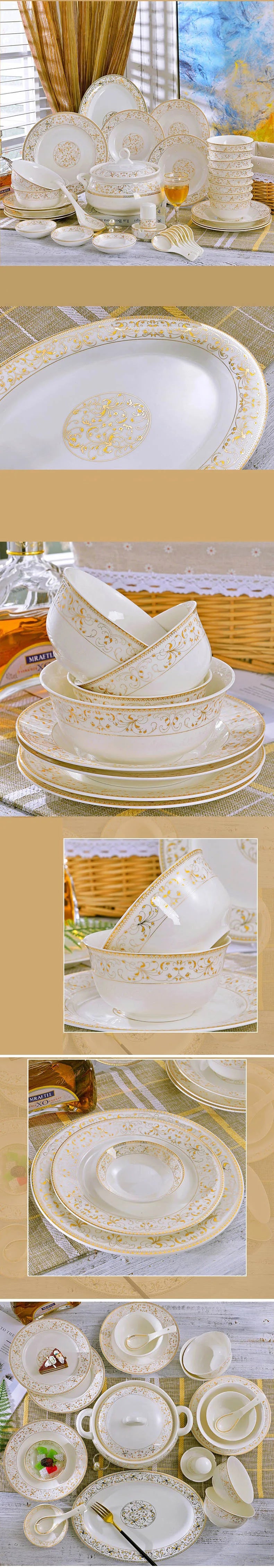 60 Heads jingdezhen ceramics dinnerware set chinese dinner set Porcelain dining set 42 pieces Plate dinnerware set Tableware