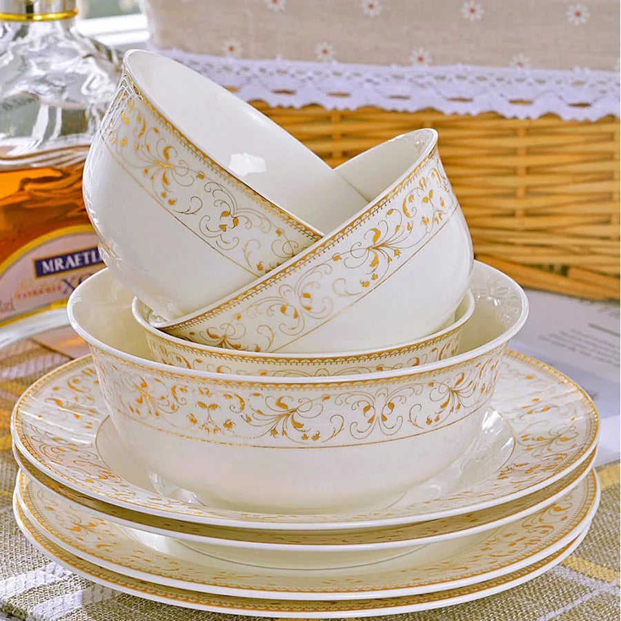 60 Heads jingdezhen ceramics dinnerware set chinese dinner set Porcelain dining set 42 pieces Plate dinnerware set Tableware
