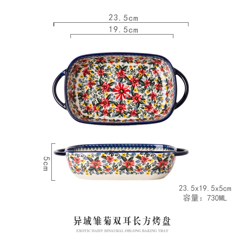 LingAo Ceramic noodle bowl, double-ear bowl, plate tableware set