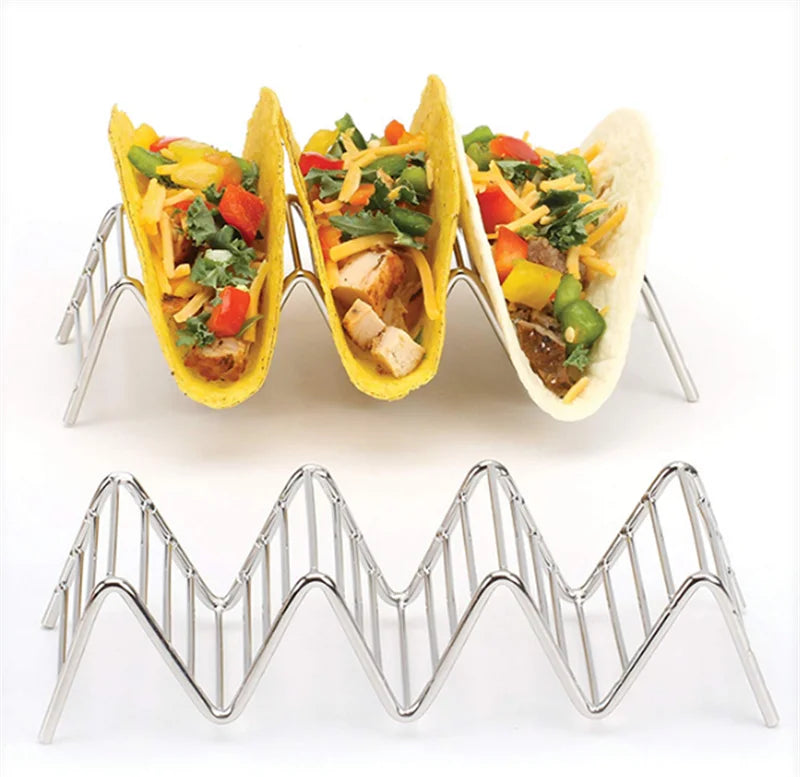 Taco Basket Holds 4 Shells Deep Fryer Taco Holder Baskets Taco Fry with Grip Handle French fries frying Fried basket tool