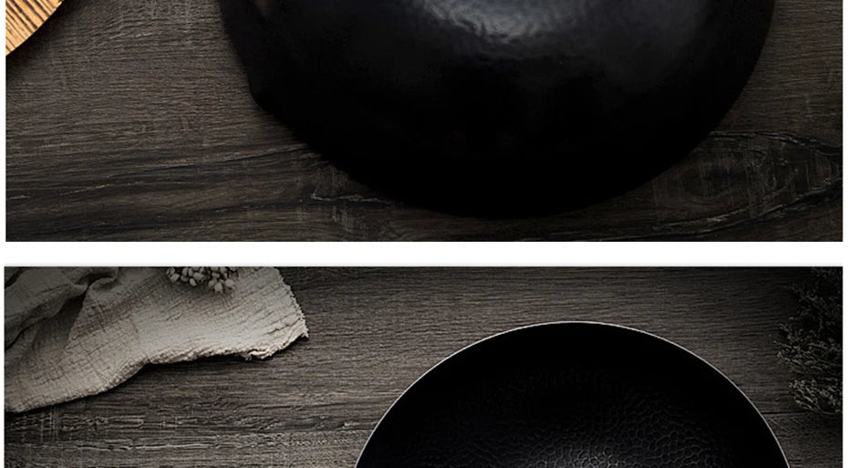 Konco Iron wok Cast iron pan Non-coated Pot General use for Gas and Induction Cooker 32cm Chinese Wok Cookware Pan Kitchen Tools