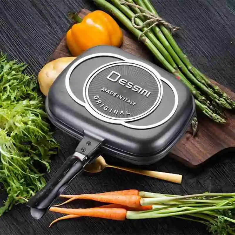 32Cm Double Sided Frying Pan Non-Stick Barbecue Tool Cookware Grill Frying Pan Injection Molding Home Cooking Kitchen Supplies
