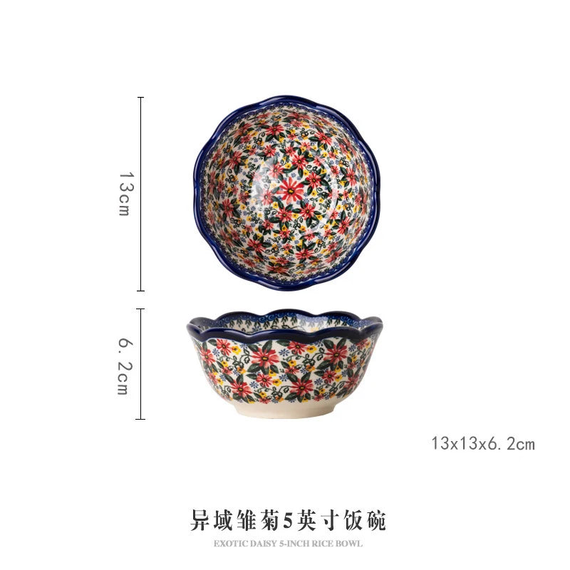 LingAo Ceramic noodle bowl, double-ear bowl, plate tableware set