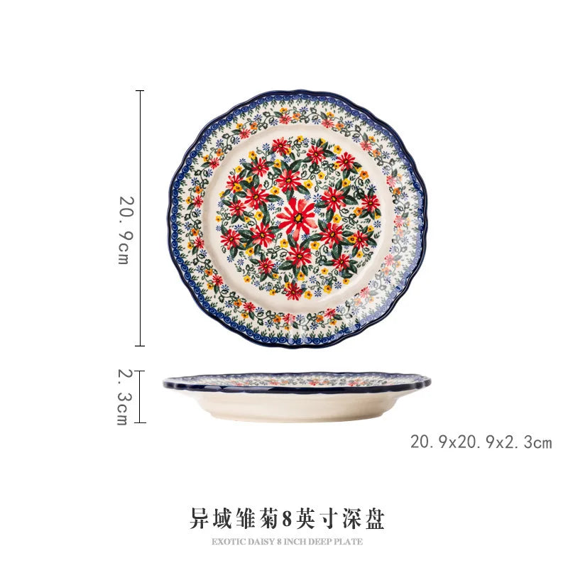 LingAo Ceramic noodle bowl, double-ear bowl, plate tableware set