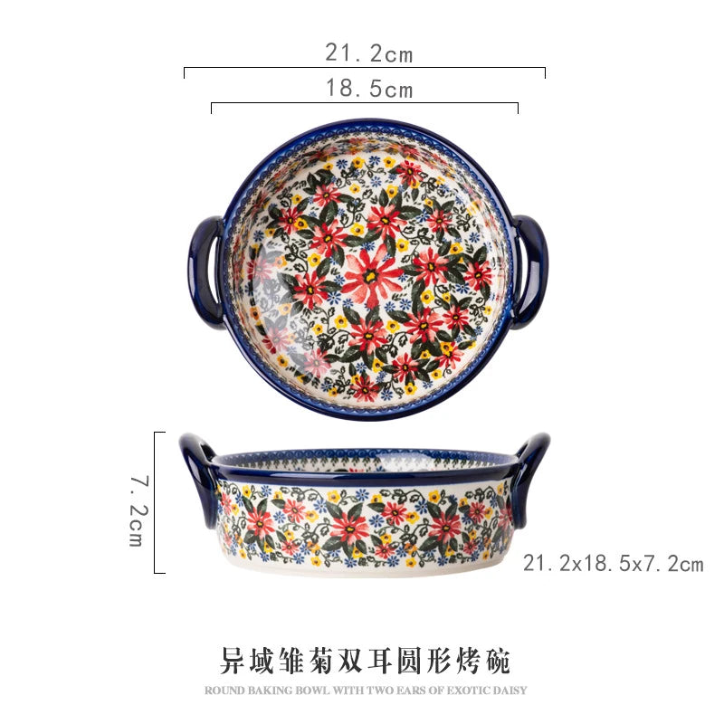LingAo Ceramic noodle bowl, double-ear bowl, plate tableware set