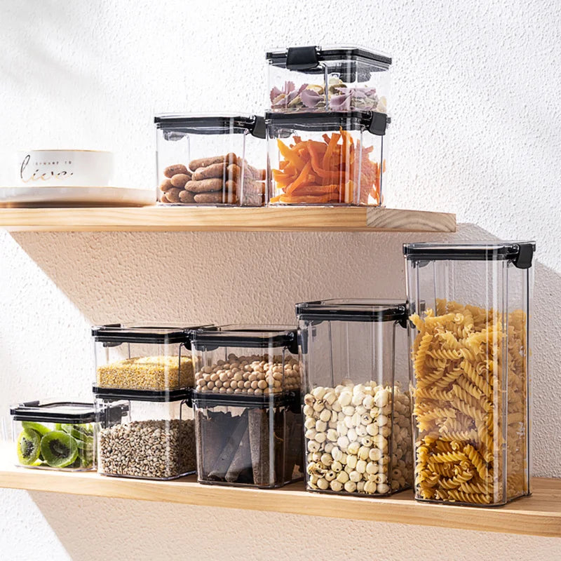 1Pc Sealed grain container Kitchen storage Food-grade transparent plastic container Snack dry goods tea storage container Coffee