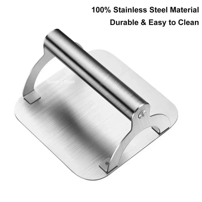 Stainless Steel Meat Press Barbecue Iron Plate Squid Steak Hamburger Household Commercial Manual Cake Press Meat Press