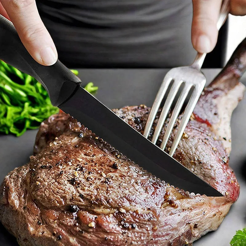 2/4/6/8 Steak Knife set Sharp Blade Black high-end PP handle Kitchen Multi-functional fruit knife Stainless steel steak knife