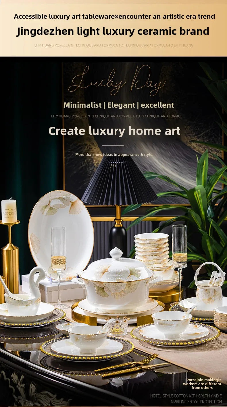 2025 new style bowl and dish set household high temperature ceramic bowl and dish combination bone china tableware gift