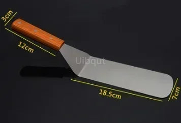 Stainless Steel Steak Fried Shovel Spatula Pizza peel Grasping Cutter Spade Pastry BBQ Tools Wooden Rubber Handle Kitchen turner