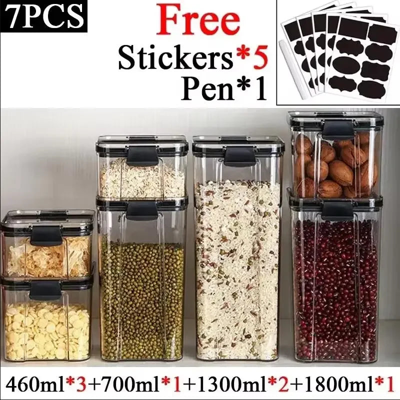 460–1800ml Stackable Airtight Food Storage Container Set – Plastic Kitchen Jars for Multigrain, Tea, Dried Fruit & More