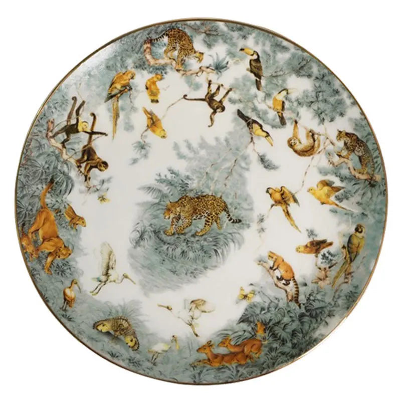 Equatorial jungle bone china tableware decorative plate porch ornament coffee cup plate western food plate hotel tableware