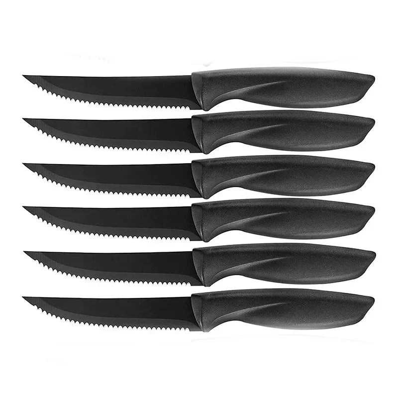 2/4/6/8 Steak Knife set Sharp Blade Black high-end PP handle Kitchen Multi-functional fruit knife Stainless steel steak knife