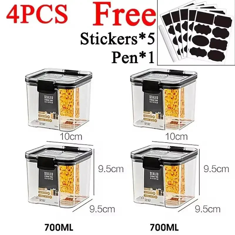 460–1800ml Stackable Airtight Food Storage Container Set – Plastic Kitchen Jars for Multigrain, Tea, Dried Fruit & More