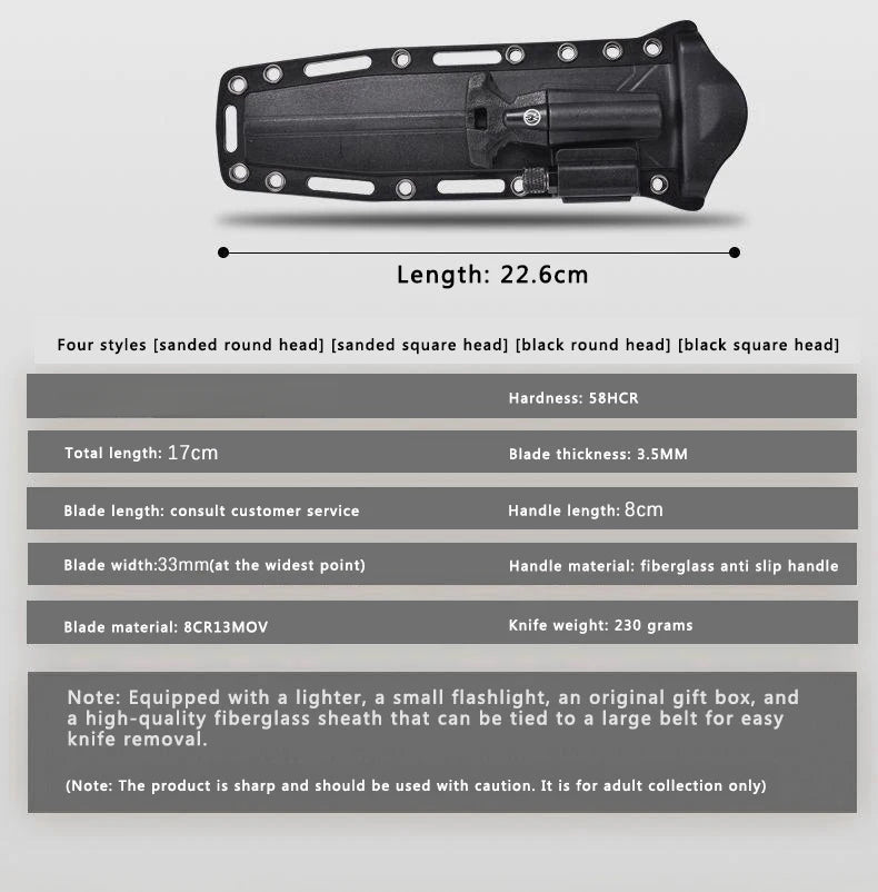 K Sheath Outdoor Straight Knife Camping Style Portable Fishing Straight Knife Fruit Knife Portable Multi-Functional Knife