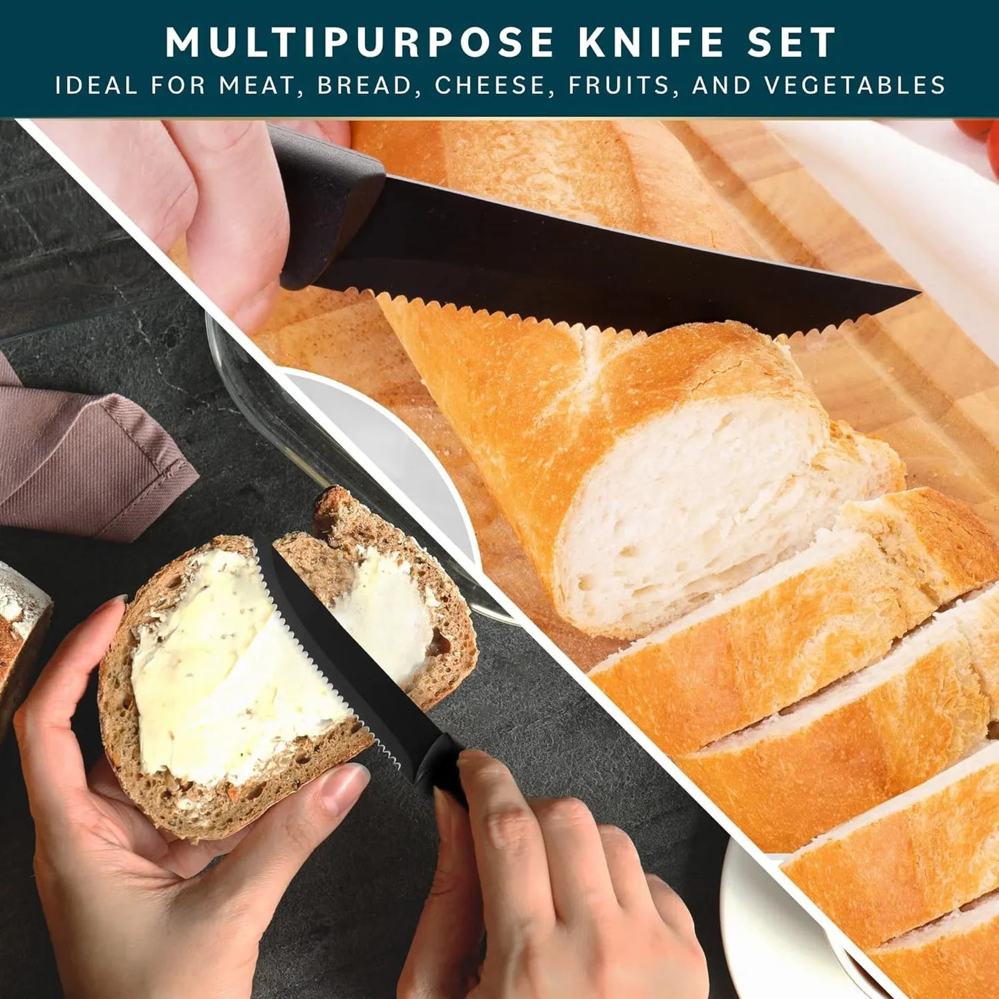 2/4/6/8 Steak Knife set Sharp Blade Black high-end PP handle Kitchen Multi-functional fruit knife Stainless steel steak knife
