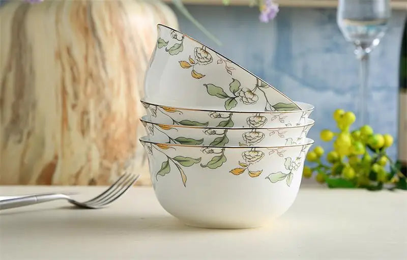 46-piece set, royal floral painting, fine bone china unit of dinner, porcelain dinner plate set, crockery set of dish, bowl set