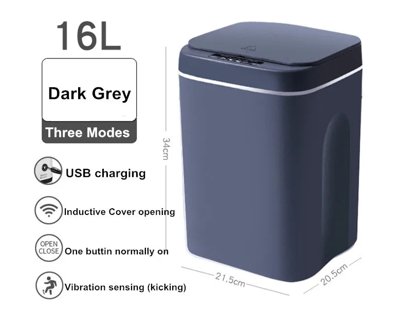 16L Smart Sensor Trash Can – Touchless Electric Waste Bin with Lid for Kitchen & Bathroom