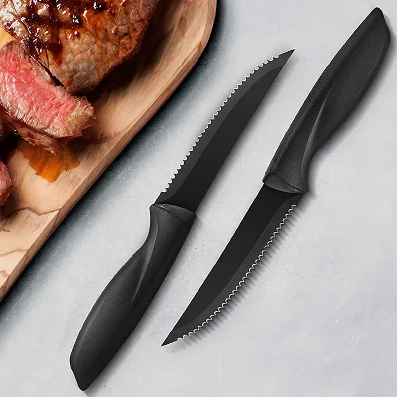 2/4/6/8 Steak Knife set Sharp Blade Black high-end PP handle Kitchen Multi-functional fruit knife Stainless steel steak knife