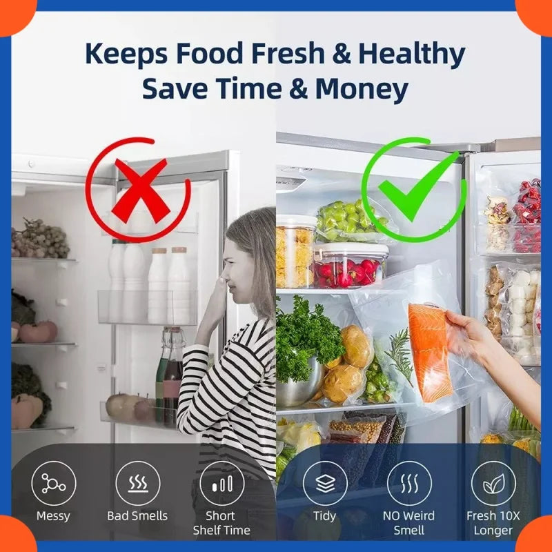 Electric Vacuum Sealer Packaging Kitchen Food Sealing Dry/Wet Food Sealing Smart Touch Key Built-in Cutter Vacuum Sealer