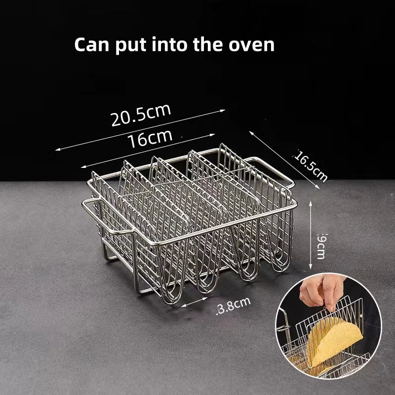 Taco Basket Holds 4 Shells Deep Fryer Taco Holder Baskets Taco Fry with Grip Handle French fries frying Fried basket tool