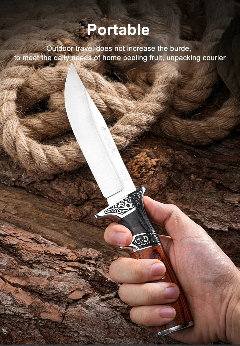 Outdoor Steel Hand Small Straight Knife Camping Portable Multi-Functional High Hardness Knife Household Fruit Knife Knife