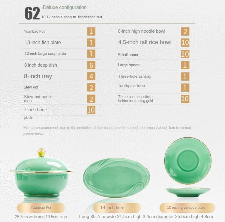 Elegant tableware set: Blue and White Porcelain Bowls and Dishes with Gold Edging from Jingdezhen for Everyday Dining