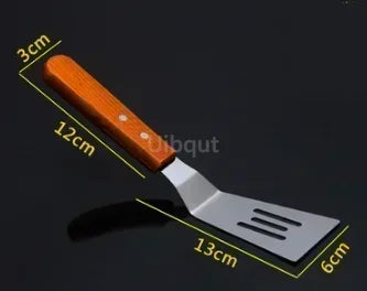 Stainless Steel Steak Fried Shovel Spatula Pizza peel Grasping Cutter Spade Pastry BBQ Tools Wooden Rubber Handle Kitchen turner
