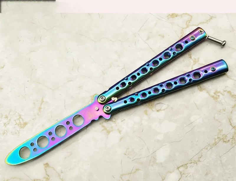 Portable Butterfly Training Knife Foldable Pocket Flail Knife Uncut Blade Butterfly Comb Training Tool