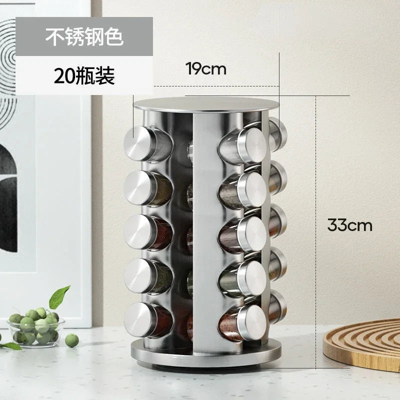 Stainless Steel Rotating Seasoning Rack Nordic Style Kitchen Special 360-degree Rotating Countertop Seasoning Storage Rack