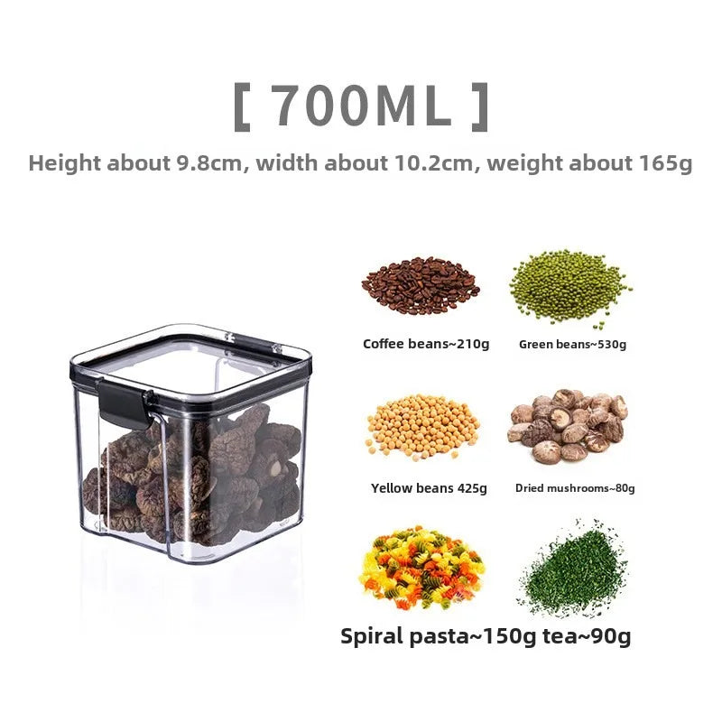 1Pc Sealed grain container Kitchen storage Food-grade transparent plastic container Snack dry goods tea storage container Coffee