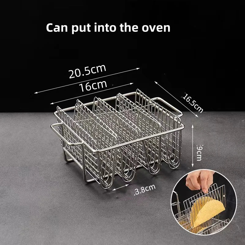 Taco Basket Holds 4 Shells Deep Fryer Taco Holder Baskets Taco Fry with Grip Handle French fries frying Fried basket tool