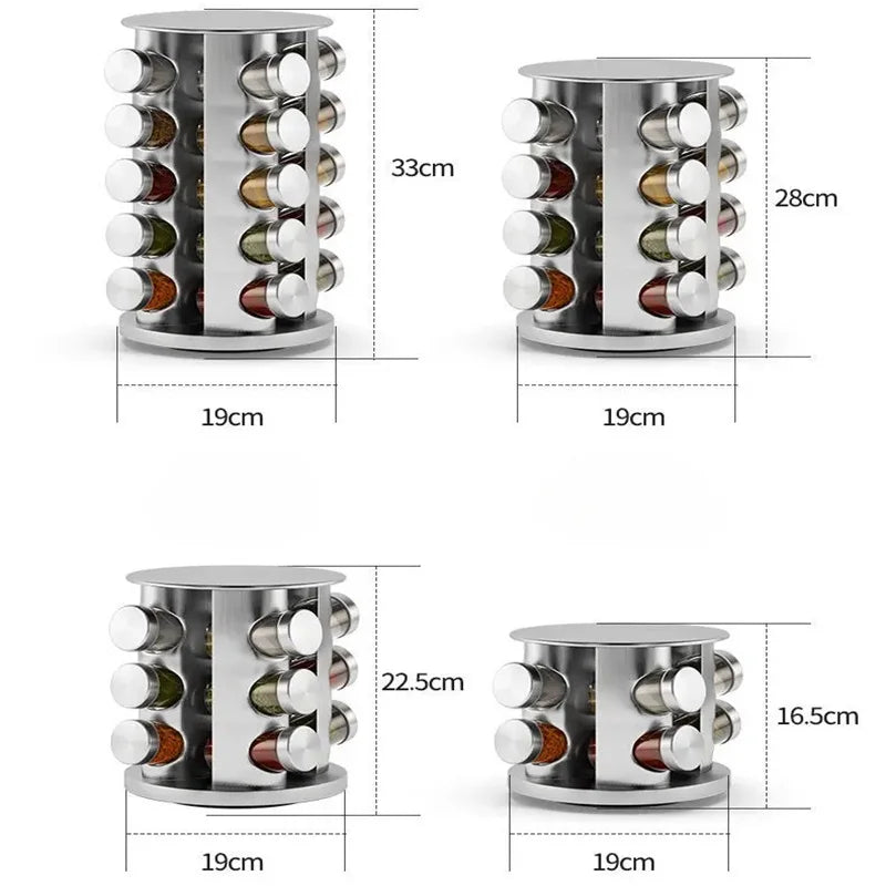 Stainless Steel Rotating Seasoning Rack Nordic Style Kitchen Special 360-degree Rotating Countertop Seasoning Storage Rack