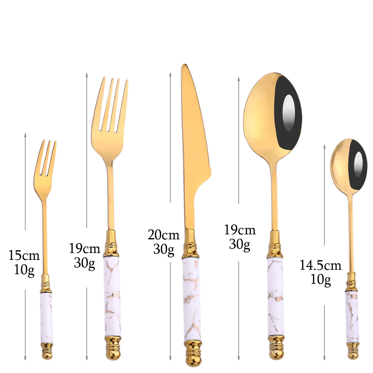 AJOYOUS 24/30Pcs Dinnerware Stainless Steel Ceramic Knife Cake Fork Tea Spoon Dinnerware Set Dinner Tableware Set Flatware