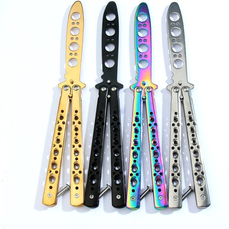 Portable Butterfly Training Knife Foldable Pocket Flail Knife Uncut Blade Butterfly Comb Training Tool