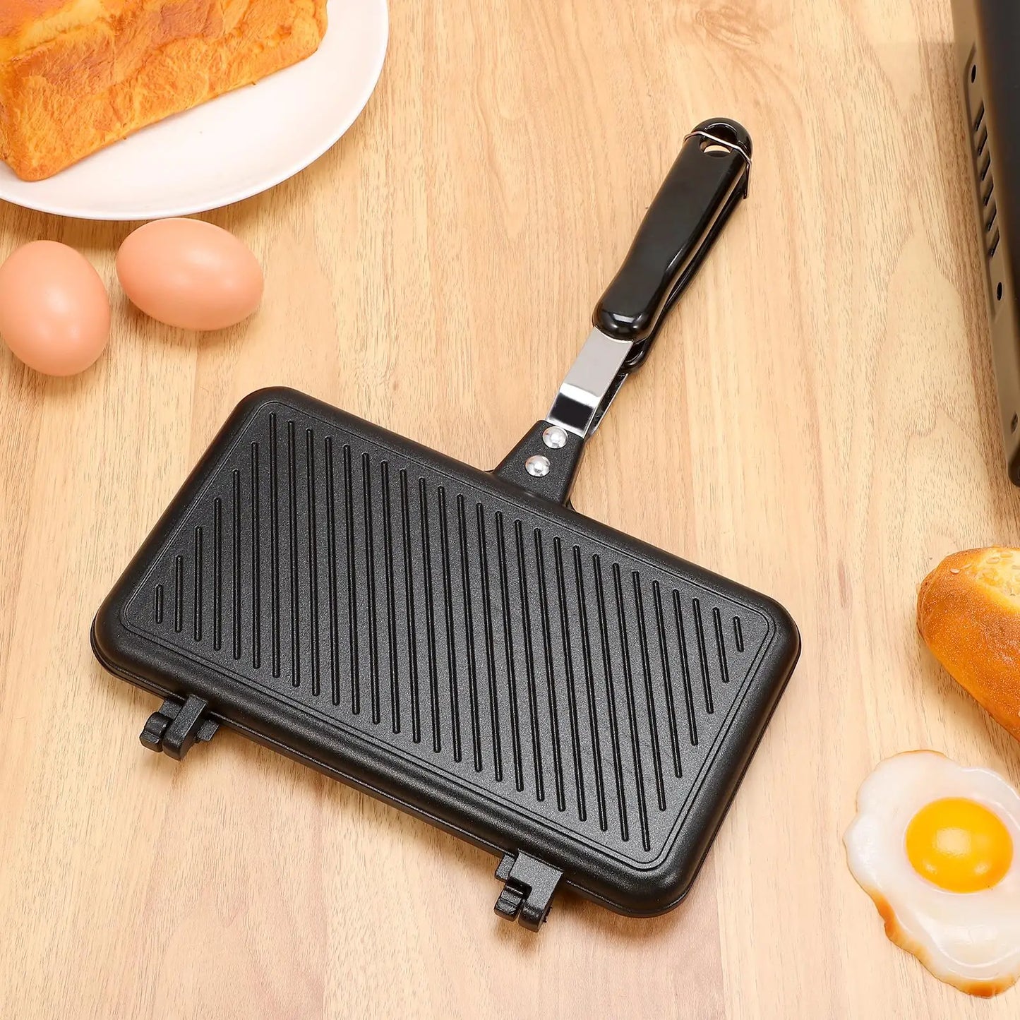 Sandwich Pan Baking Double Sided Omelette Nonstick Bakeing Bread Pans for Frying Flat Tray Ceramics