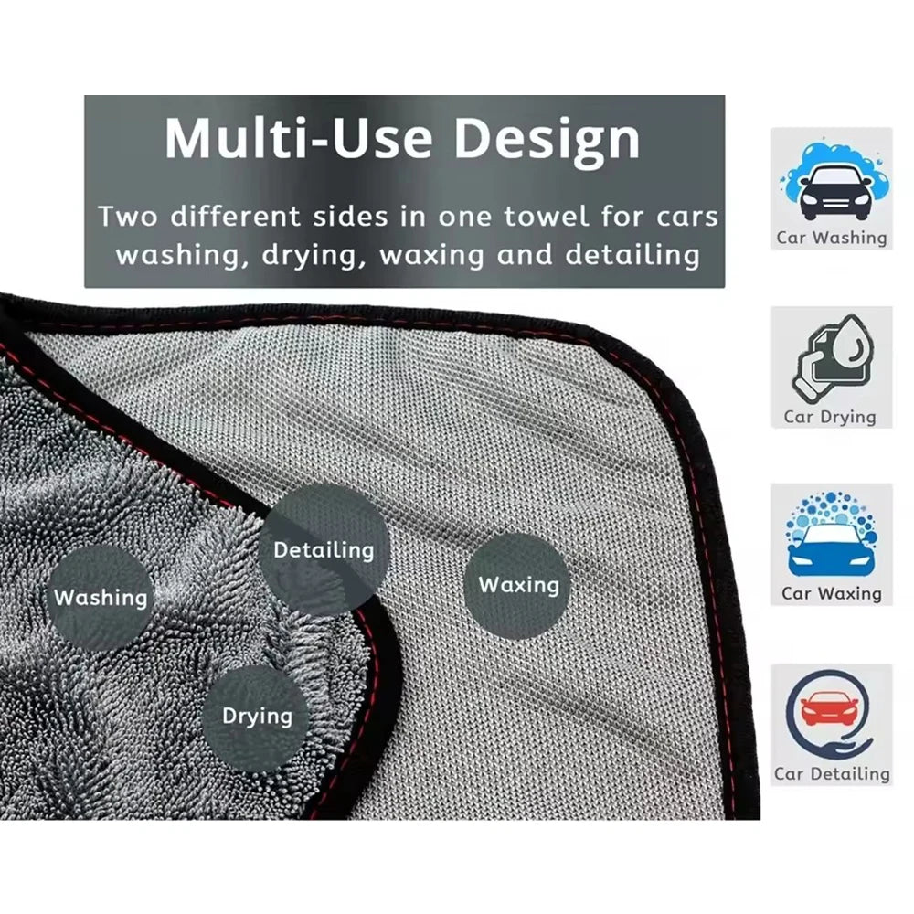 1200gsm Microfiber Twist Car Motorcycle Wash Towel Professional Car Cleaning Drying for Washing Polishing Waxing Detailing