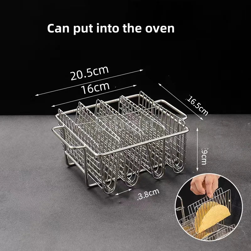 Taco Basket Holds 4 Shells Deep Fryer Taco Holder Baskets Taco Fry with Grip Handle French fries frying Fried basket tool