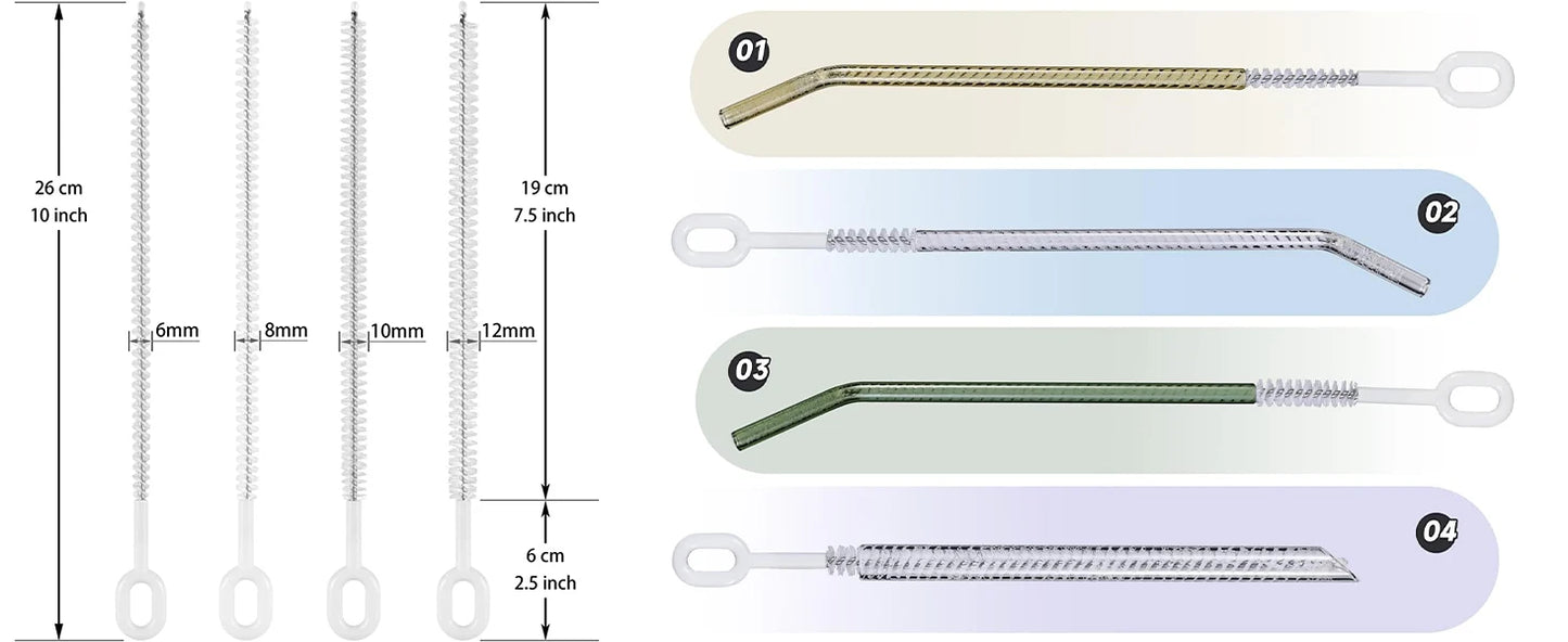 Heavy-Duty Straw Cleaning Brushes for Stanley Tumbler, 6mm & 10mm Straw Cleaning Brush for different straw sizes - 4 Pack