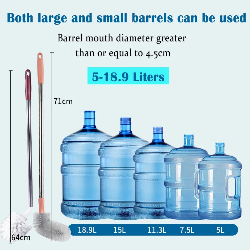 Household Bucket Washing Brush Stainless Steel Rod Plastic Water Dispenser Water Bucket Cleaning Gadgets long handle brush head