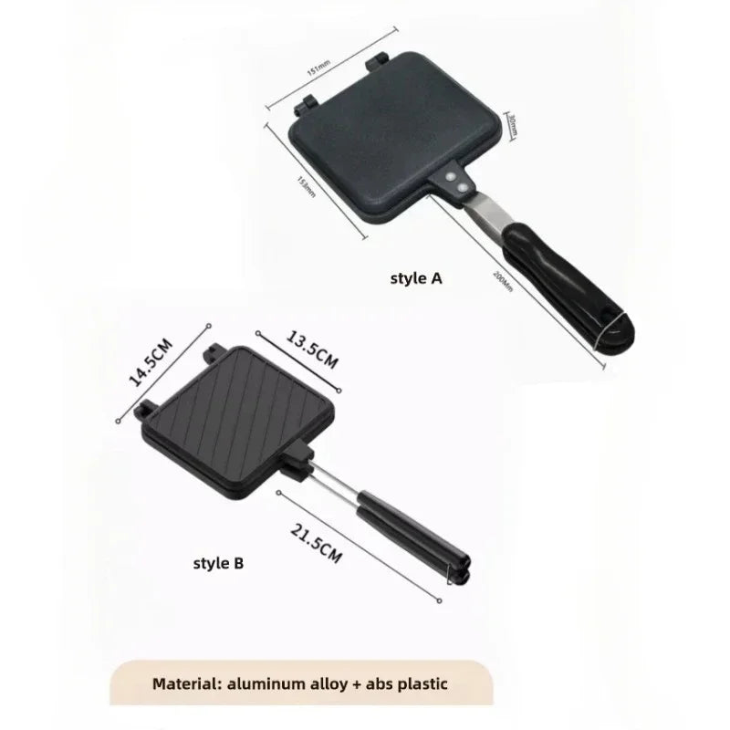 Aluminum Alloy Sandwich Maker Pan Non-Stick Sandwich Grill Pan Double Sided Frying Pan Detachable Hot Sandwich Maker Cookware