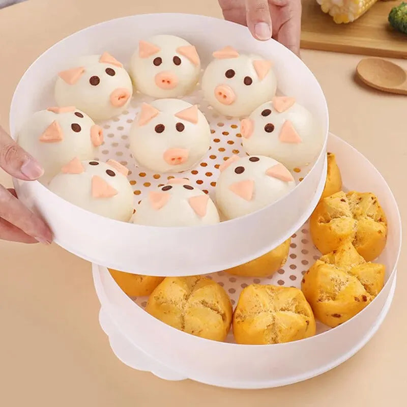 1PC Double Microwave Oven Special Steamer Box Multi-Function Hot Steamed Bun Large CapacityTray Household Heating Appliance
