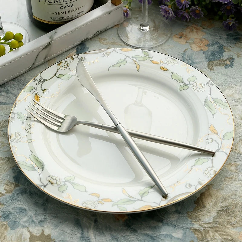46-piece set, royal floral painting, fine bone china unit of dinner, porcelain dinner plate set, crockery set of dish, bowl set