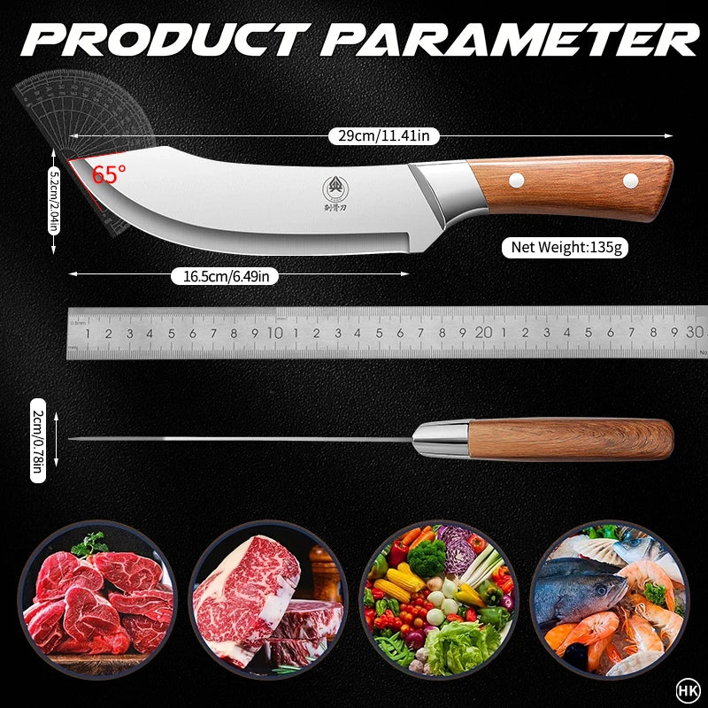 Stainless steel ultra sharp bending fracture knife, suitable for precise cutting, trimming, and peeling by professional butchers