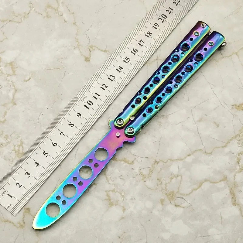 Portable Butterfly Training Knife Foldable Pocket Flail Knife Uncut Blade Butterfly Comb Training Tool