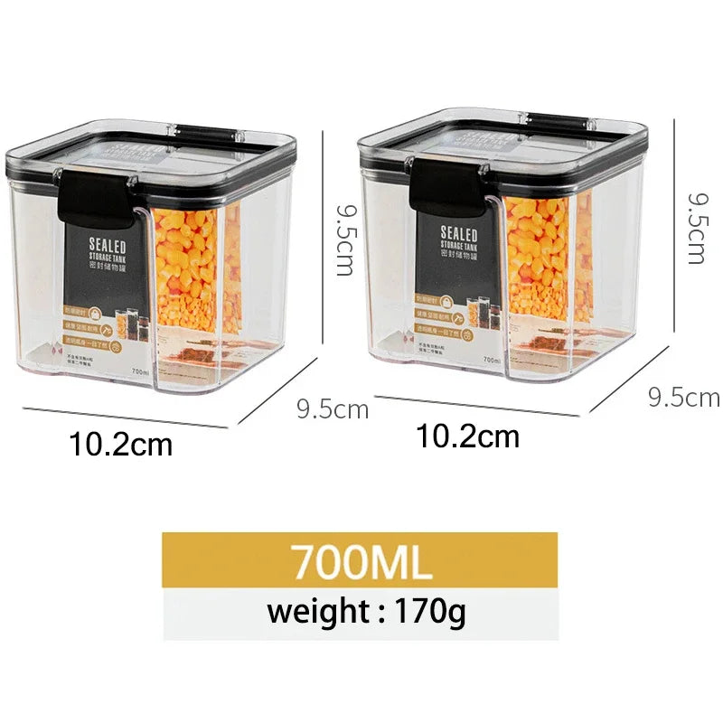 460–1800ml Stackable Airtight Food Storage Container Set – Plastic Kitchen Jars for Multigrain, Tea, Dried Fruit & More