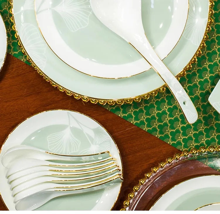 New Bone China Dinnerware Set with Colorful Glaze Elegant Bowls and Plates for Home Ceramic Bowls and Plates Set