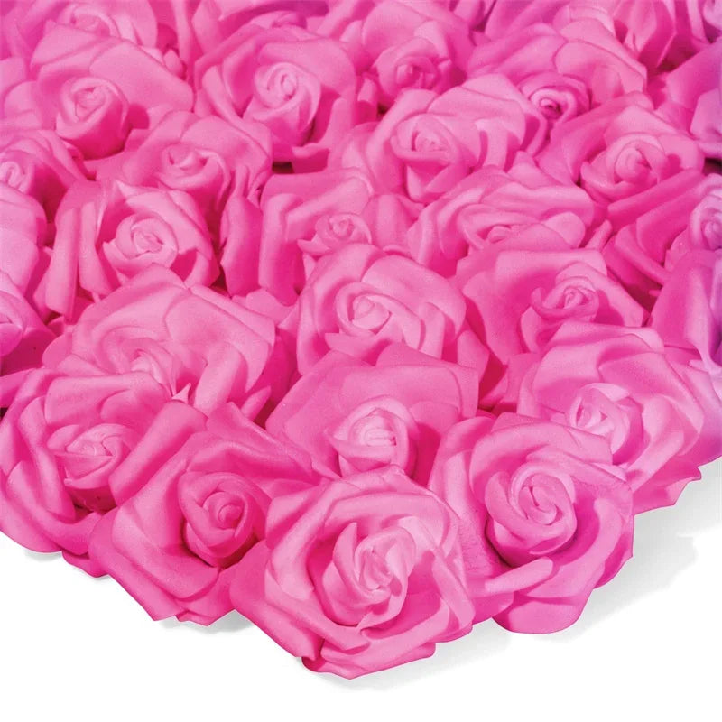 100PCS Pink Artificial Rose Flower 6-7cm Heads Decorations,Wedding DIY Flower,Foam Rose Flowers Bride Bouquet Party Decorative
